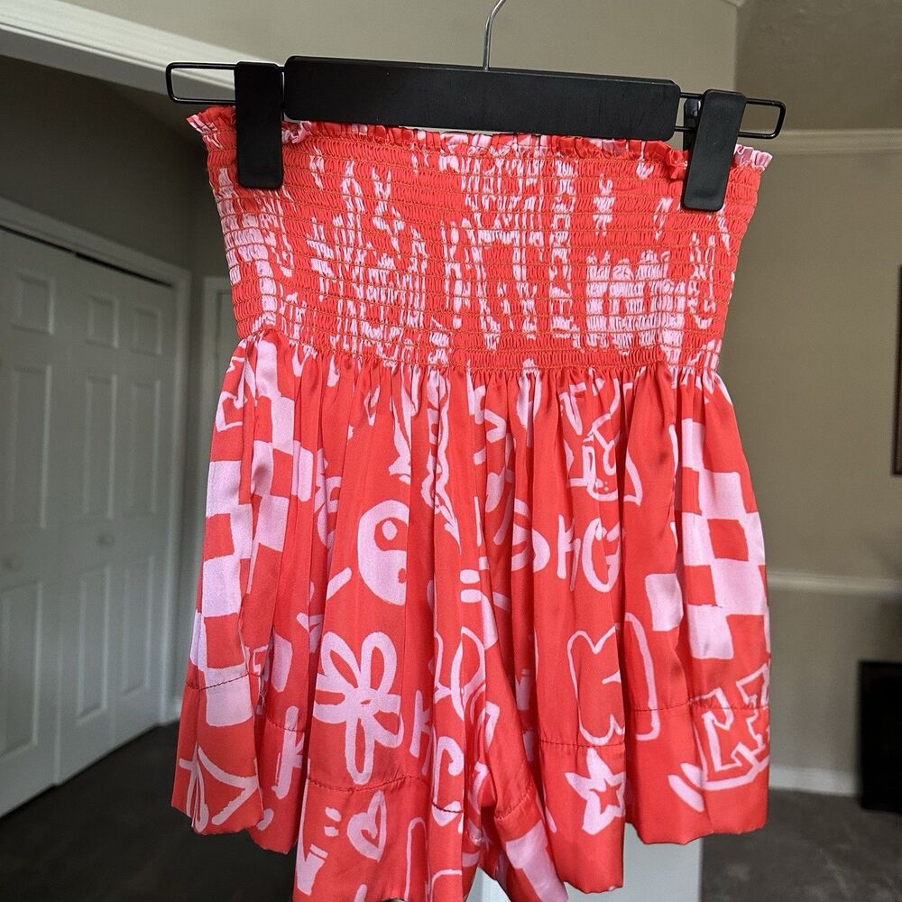 KOCH Erica Skirt Limited Edition Logo Print Red Skort Shorts Size XS Pleated - Picture 3 of 6